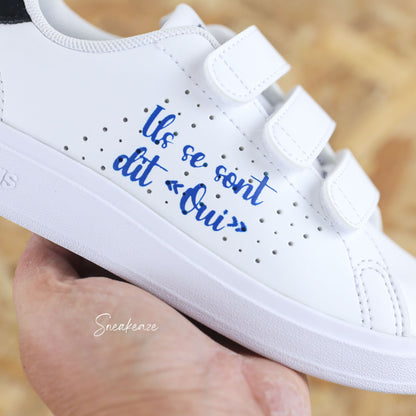 Papa & Maman sont mariés - Adidas advantage enfant custom mariage - SNEAKEAZE CUSTOMS