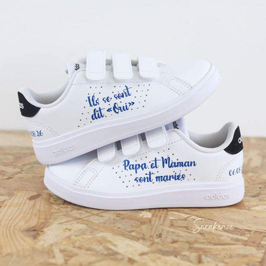Papa & Maman sont mariés - Adidas advantage enfant custom mariage - SNEAKEAZE CUSTOMS
