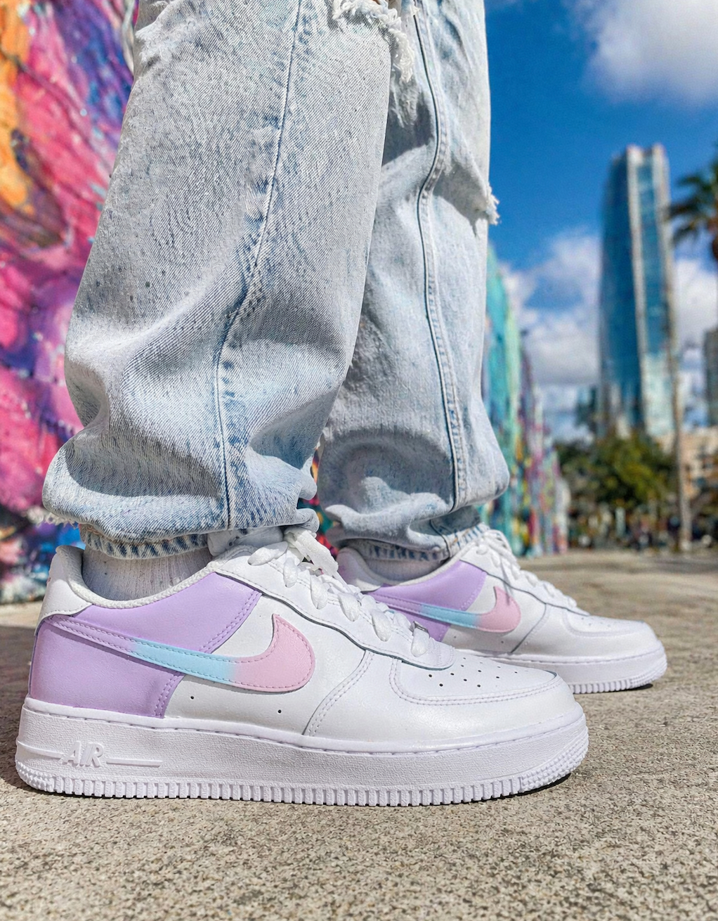 Nike Air Force 1 personnalisée femme couleurs pastel