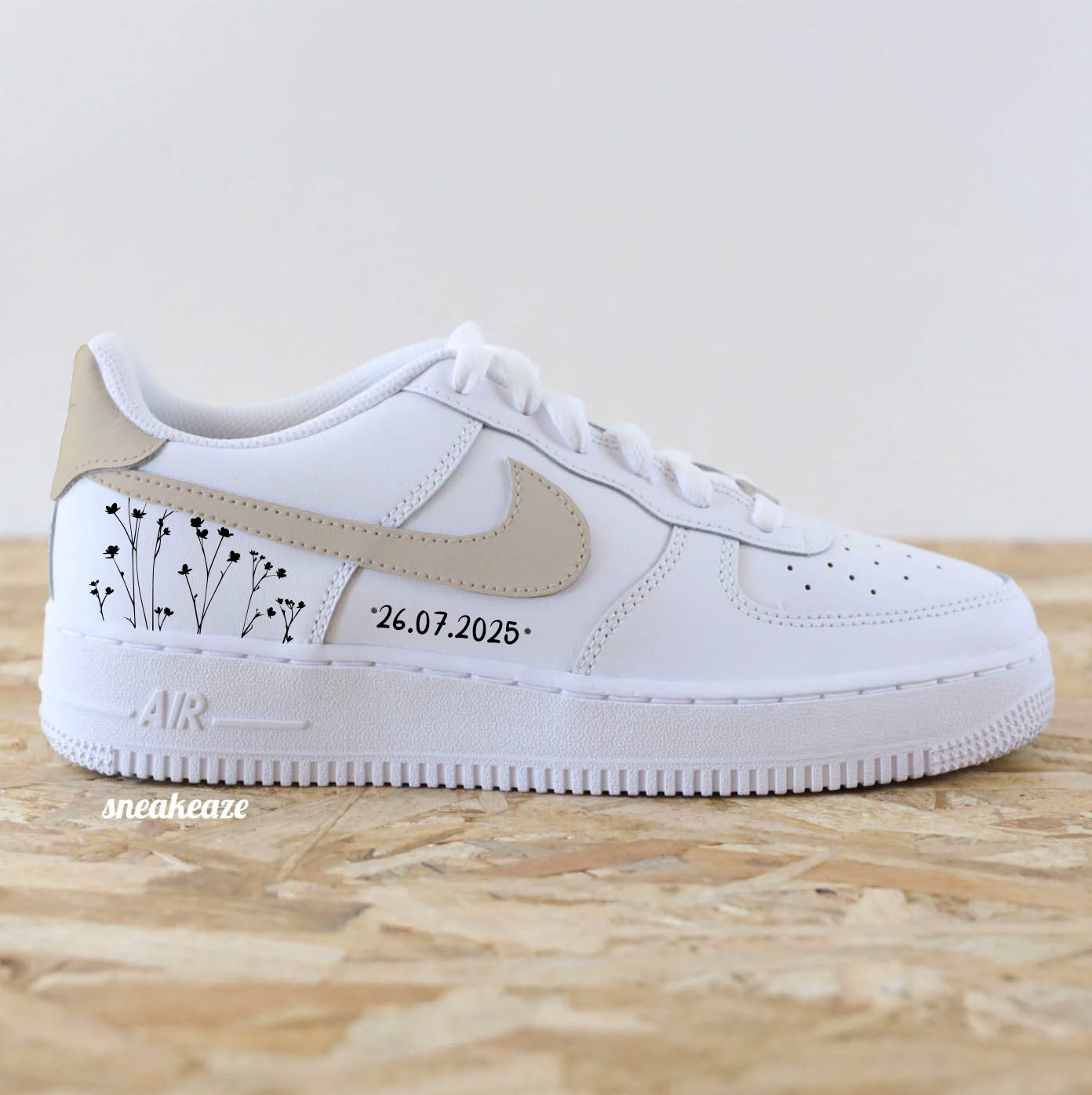 Fleur champêtre - Air Force 1 custom mariage - SNEAKEAZE CUSTOMS