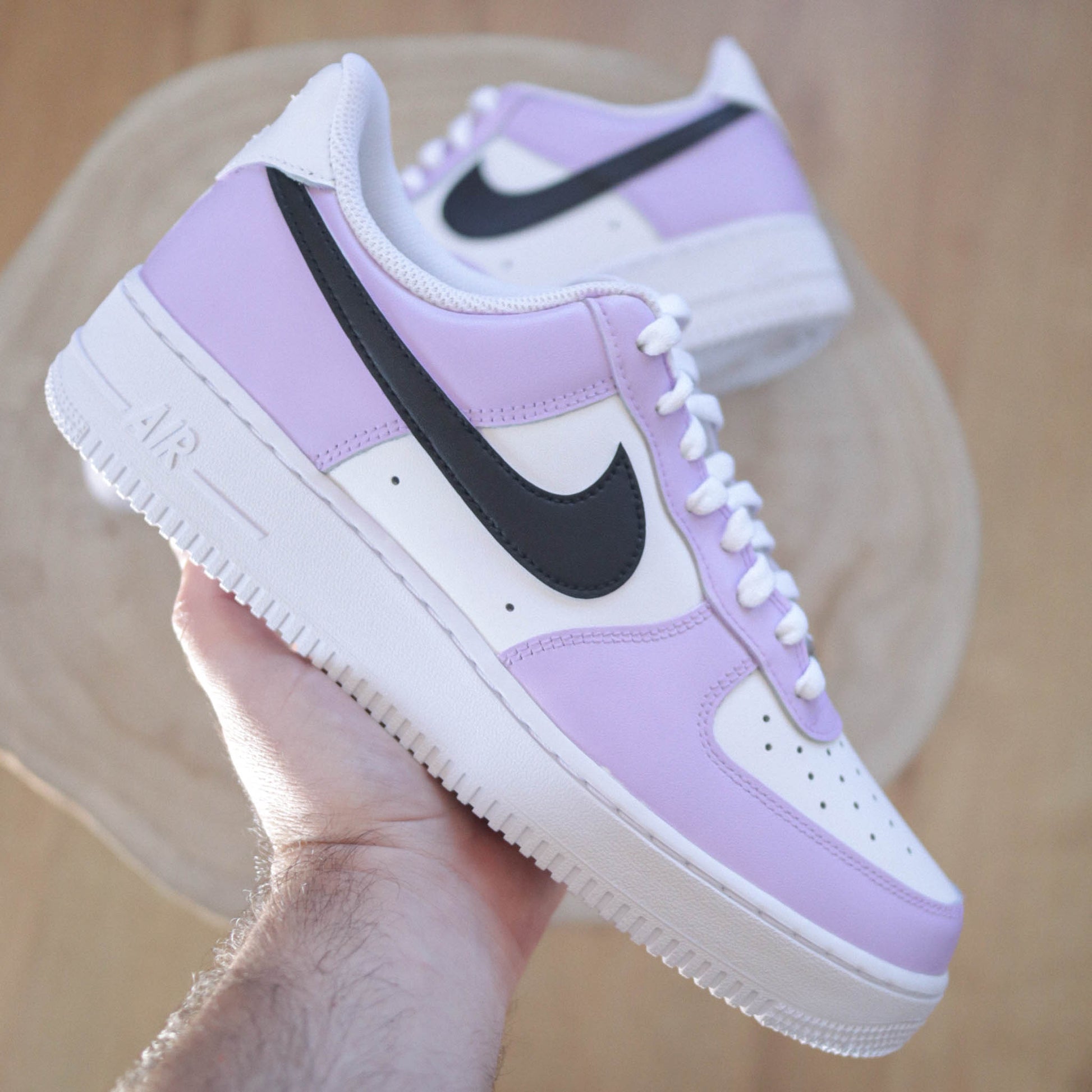 nike air force 1 custom lila baskets custom pastel pour femme nike violettes air force one lila sneakers personnalisées