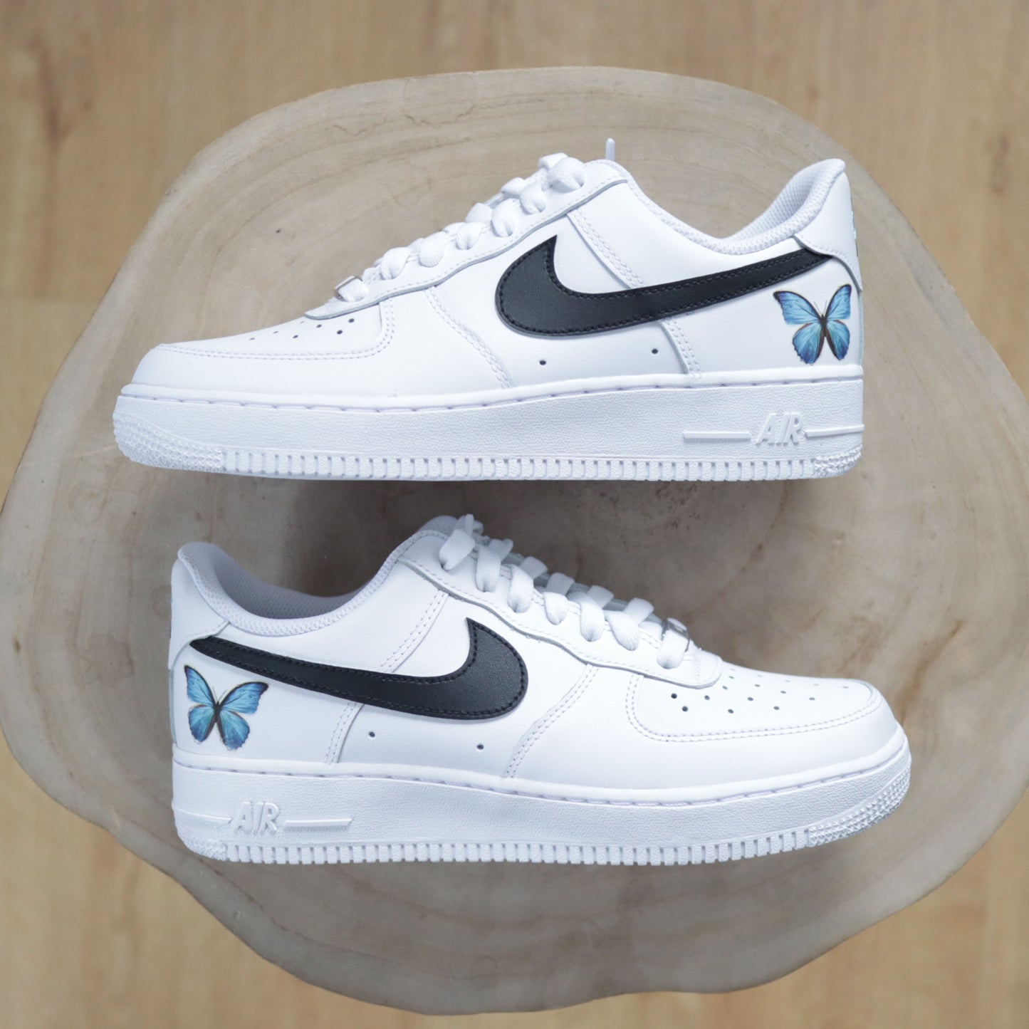 nike air force 1 custom papillon bleu baskets custom pastel sneakers personnalisé enfants nike turquoise af1 femme