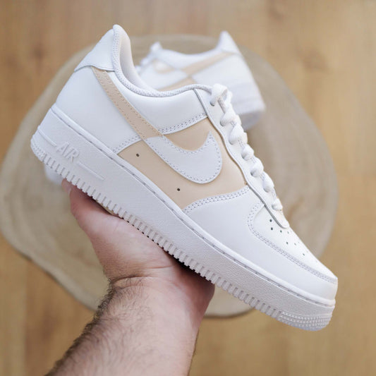 nike air force 1 beige baskets custom pour femme nike air force custom sneakers personnalisées af1 personnalisable