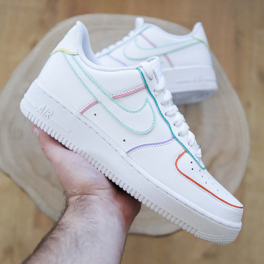 nike air force 1 custom contours pastel baskets custom femme sneakers personnalisé pastel af1 rose nike turquoise baskets vert pastel