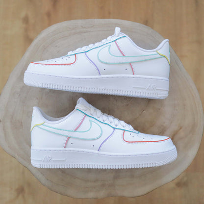 nike air force 1 custom contours pastel baskets custom femme sneakers personnalisé pastel af1 rose nike turquoise baskets vert pastel