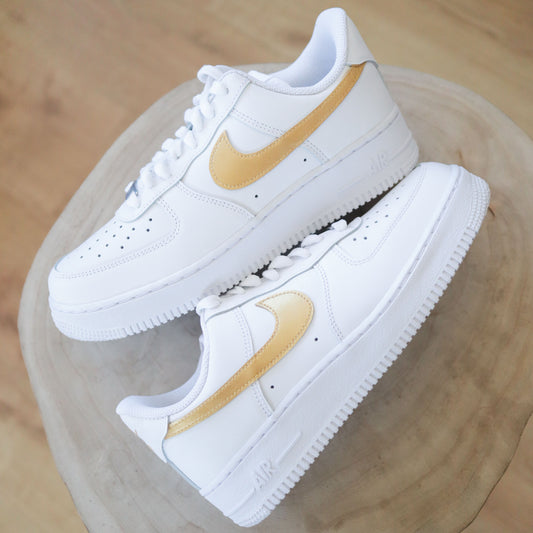 nike air force 1 doré air force one custom gold baskets custom femme sneakers personnalisées af1 enfants