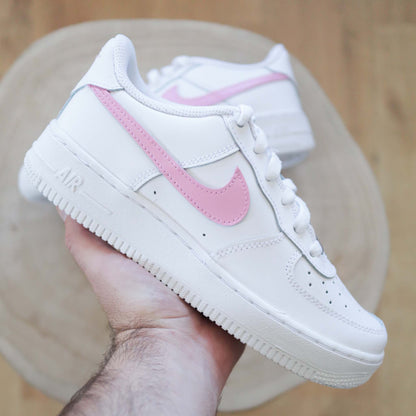 nike air force 1 custom rose barbie baskets custom pastel enfants sneakers personnalisé rose bonbon af1 femme