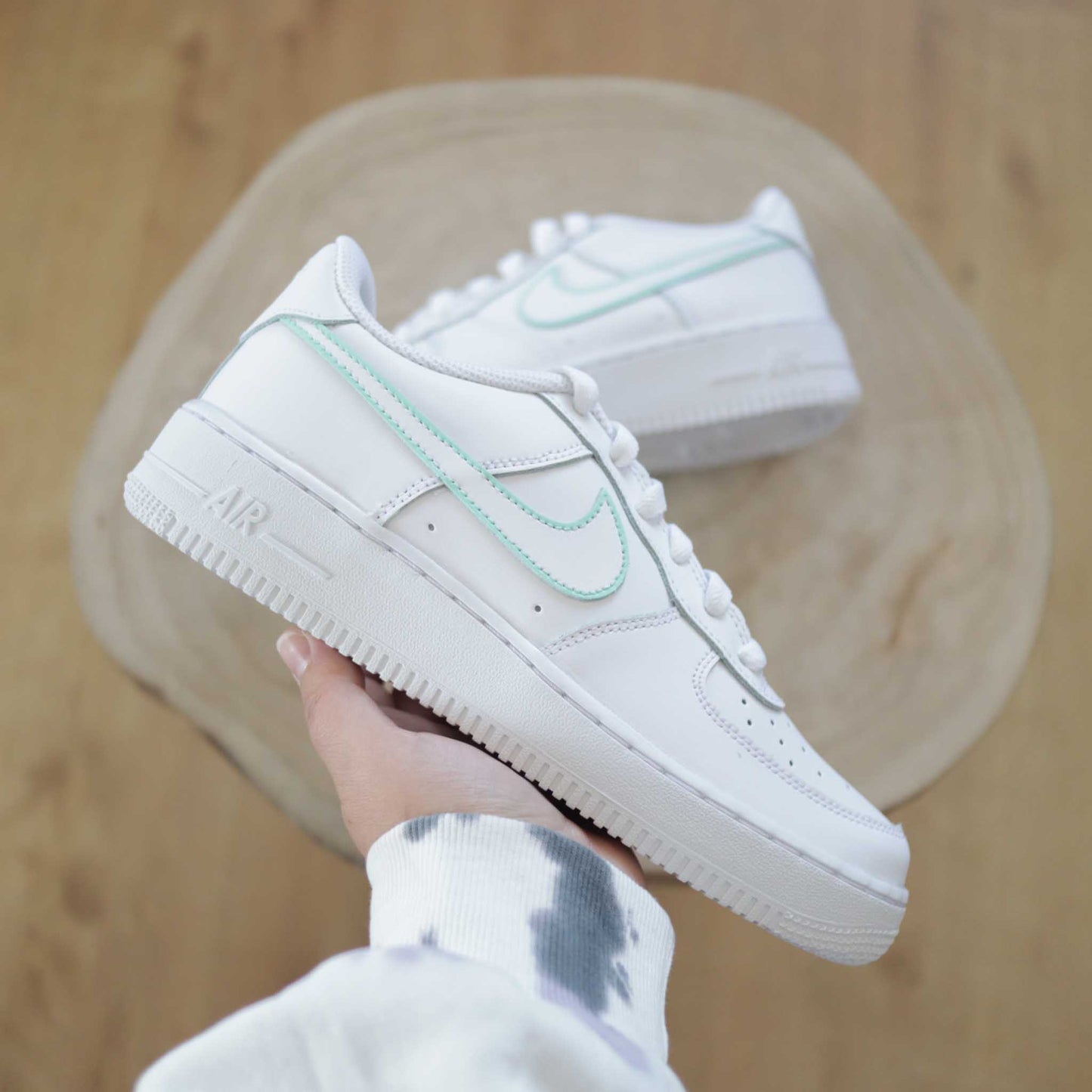 nike air force 1 custom pastel sneakers personnalisées nike vert menthe baskets custom femme af1 pastel