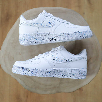 nike air force 1 custom splash baskets custom nike personnalisable af1 sur mesure taches de peinture bleu 