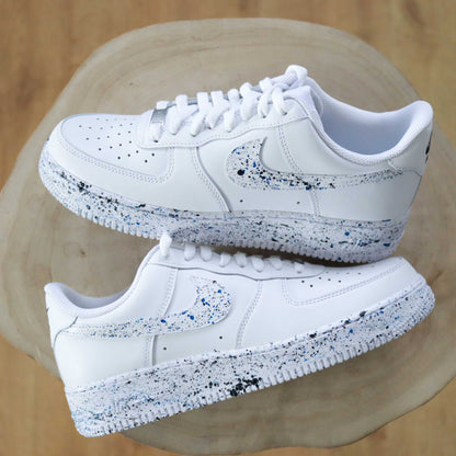 nike air force 1 custom splash baskets custom nike personnalisable af1 sur mesure taches de peinture bleu 