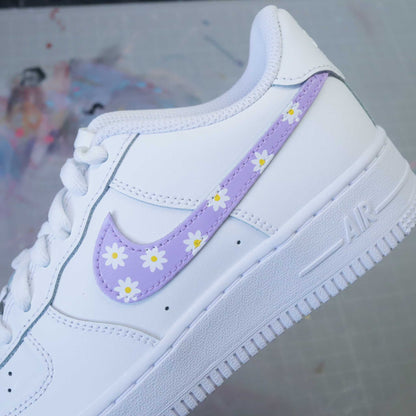 nike air force 1 custom fleurs marguerite sneakers custom nike pastel aire force lila af1 violettes nike violet clair