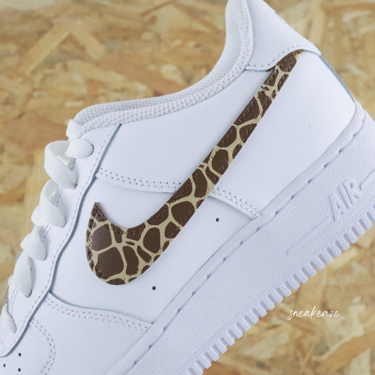 nike air force 1 custom girafe - baskets custom pour femme - sneakers AF1 personnalisées