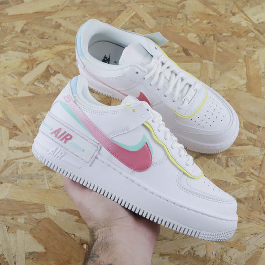 nike air force 1 shadow custom pastel sneakers custom en solde nike pastel pas cher pour femme af1 rose turquoise