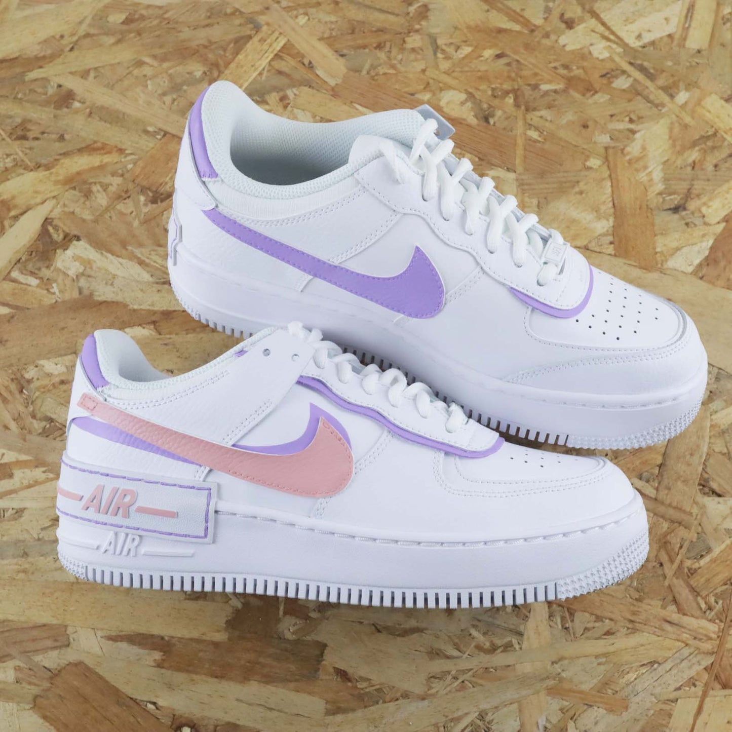 nike air force 1 shadow pastel sneakers custom pour femme af1 personnalisable rose et lila nike violette