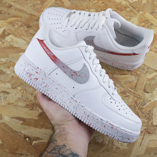 nike air force 1 custom splash gris rouge pour homme nike custom pas cher sneakers personnalisé en solde promo af1 rat