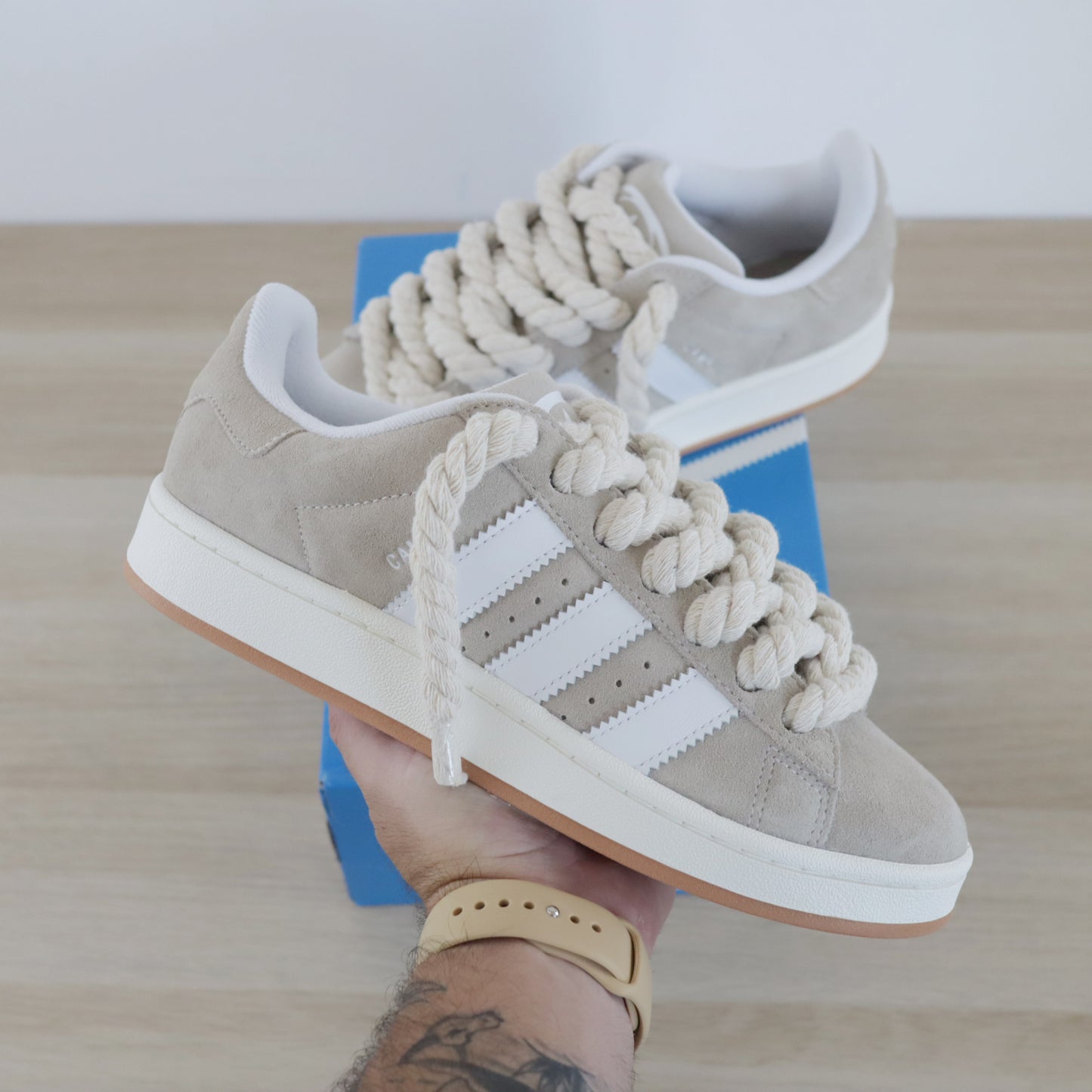 adidas campus rope laces pas cher sneakers custom gros lacets en corde soldes af1 promo air force pas cher beige