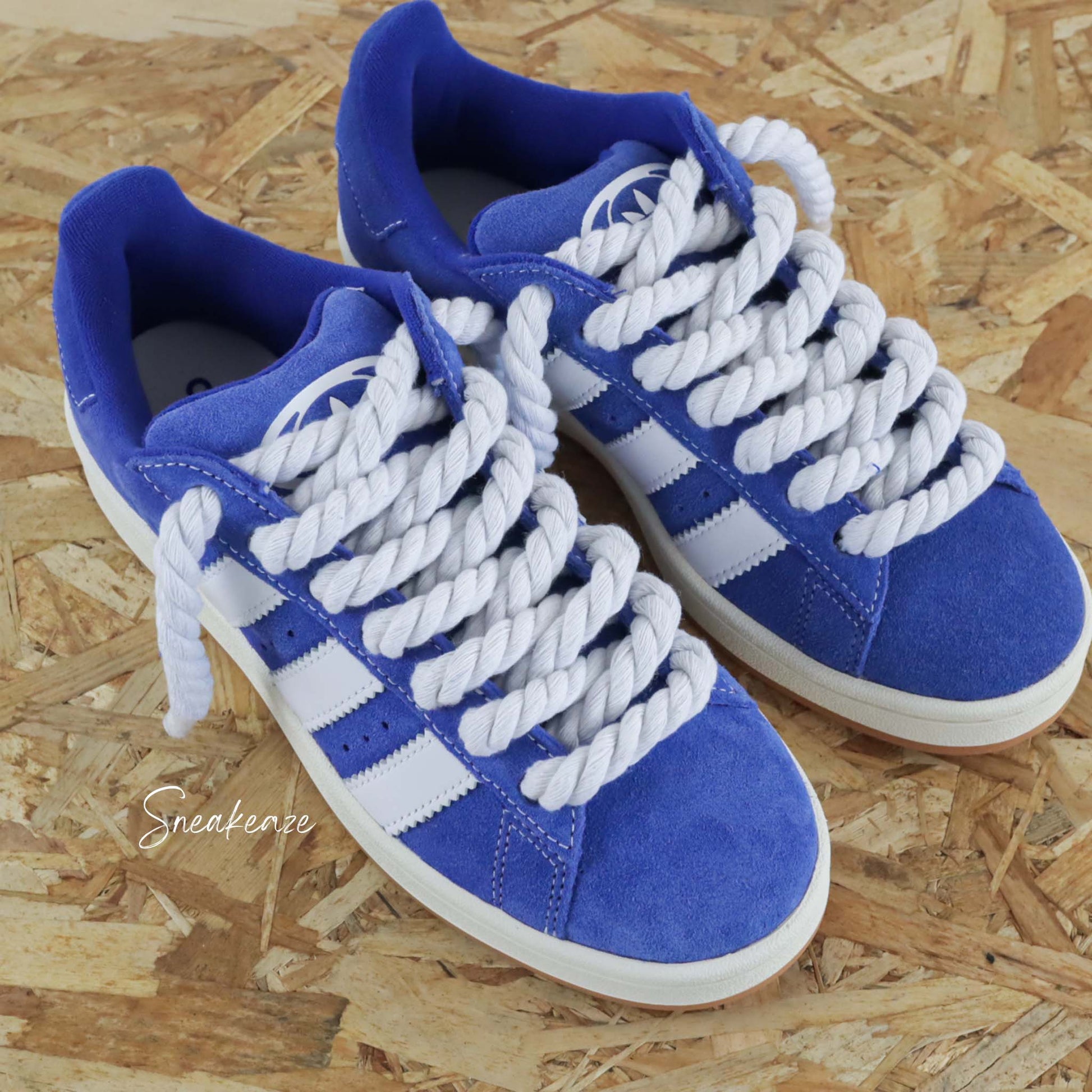 baskets Adidas Campus 00S bleu custom - chaussures personnalisées rope laces gros lacets custom sneakeaze custom skz