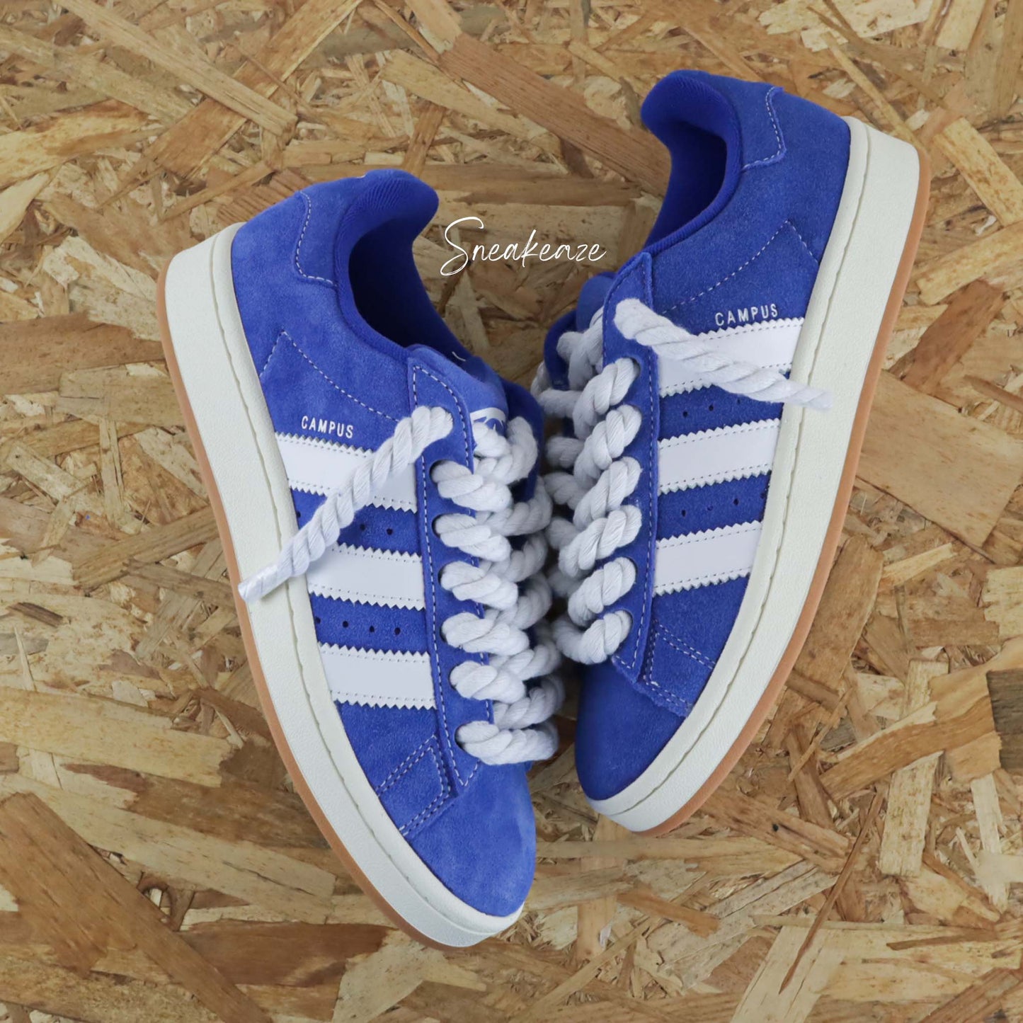 baskets Adidas Campus 00S bleu custom - chaussures personnalisées rope laces gros lacets custom sneakeaze custom skz