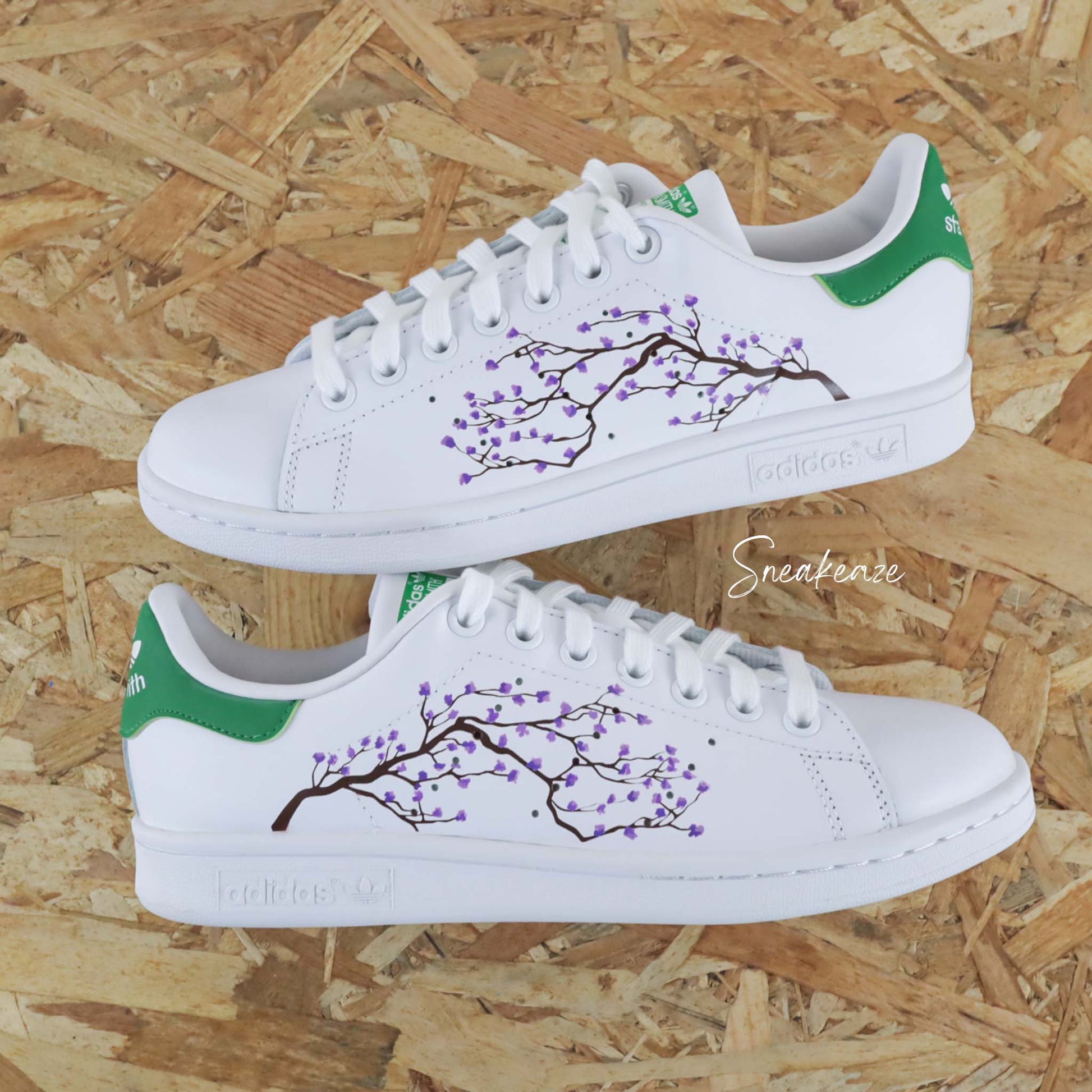 baskets adidas stan smith custom sakura cherry blossom pastel sneakers skz sneakeaze