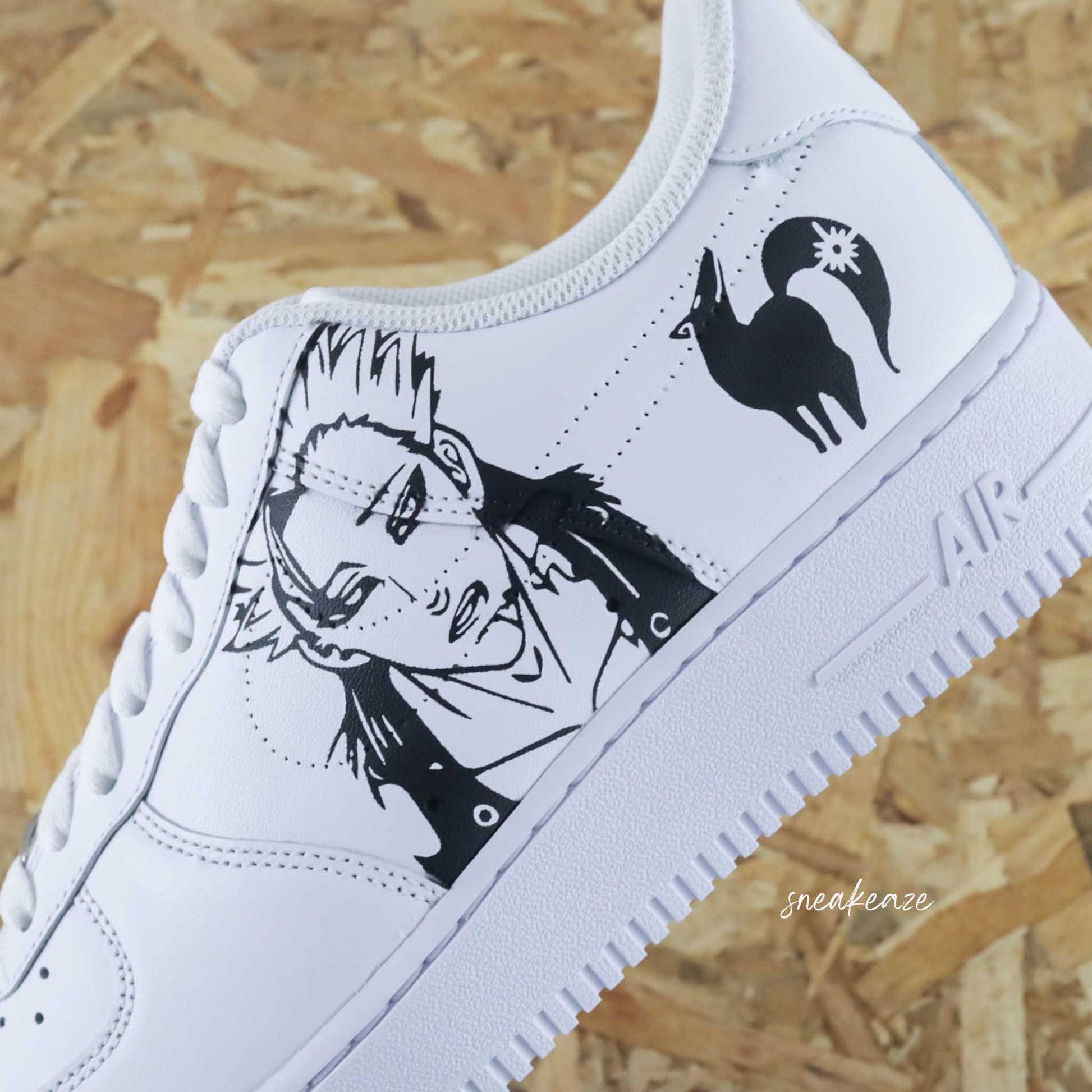 baskets nike air force 1 custom manga animé Seven Deadly Sins peint à la main sneakers personnalisée  peint à la main sneakeaze custom