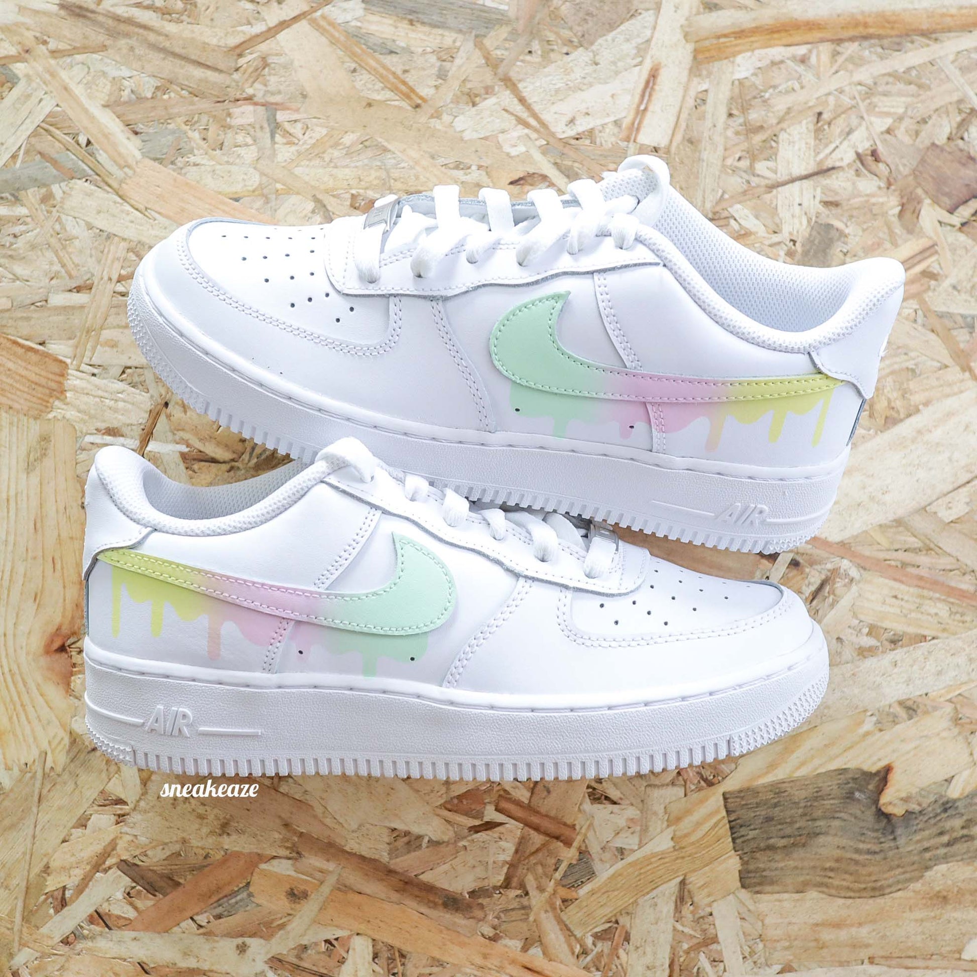 nike air force 1 custom drip pastel sneakers af1 rose pour femme basket custom lila