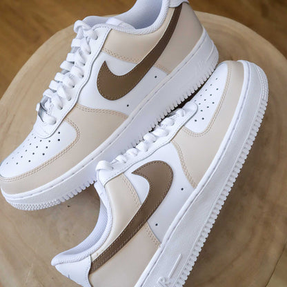 nike air force 1 custom beige sable baskets custom sand sneakers nike personnalisable baskets nike beige air force one customisées