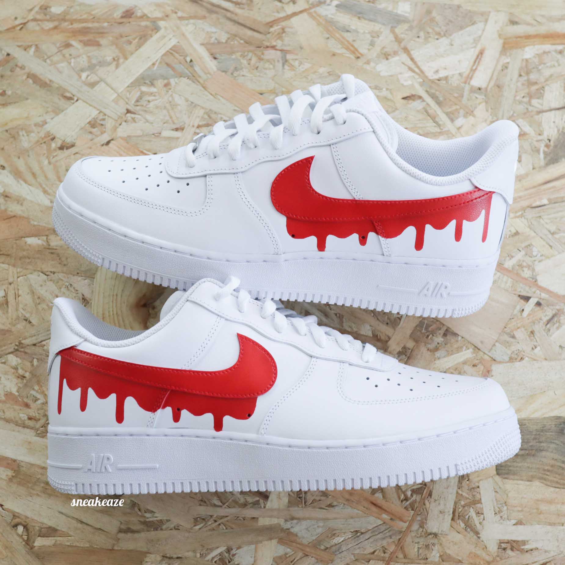 Nike Air Force 1 Custom Drip Sneakeaze sneakers personnalise AF1 pour enfant peint a la main SNEAKEAZE CUSTOMS