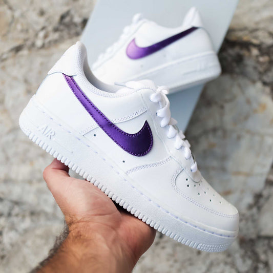 nike air force 1 custom metallic purple baskets custom violet métallisé sneakers femme nike violettes af1 personnalisable nike sur mesure