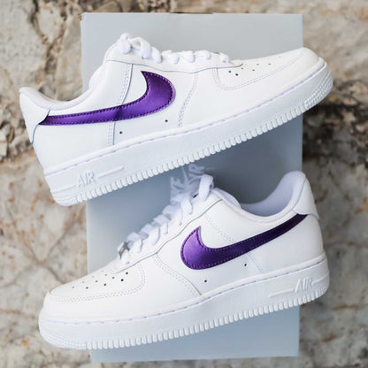 nike air force 1 custom metallic purple baskets custom violet métallisé sneakers femme nike violettes af1 personnalisable nike sur mesure