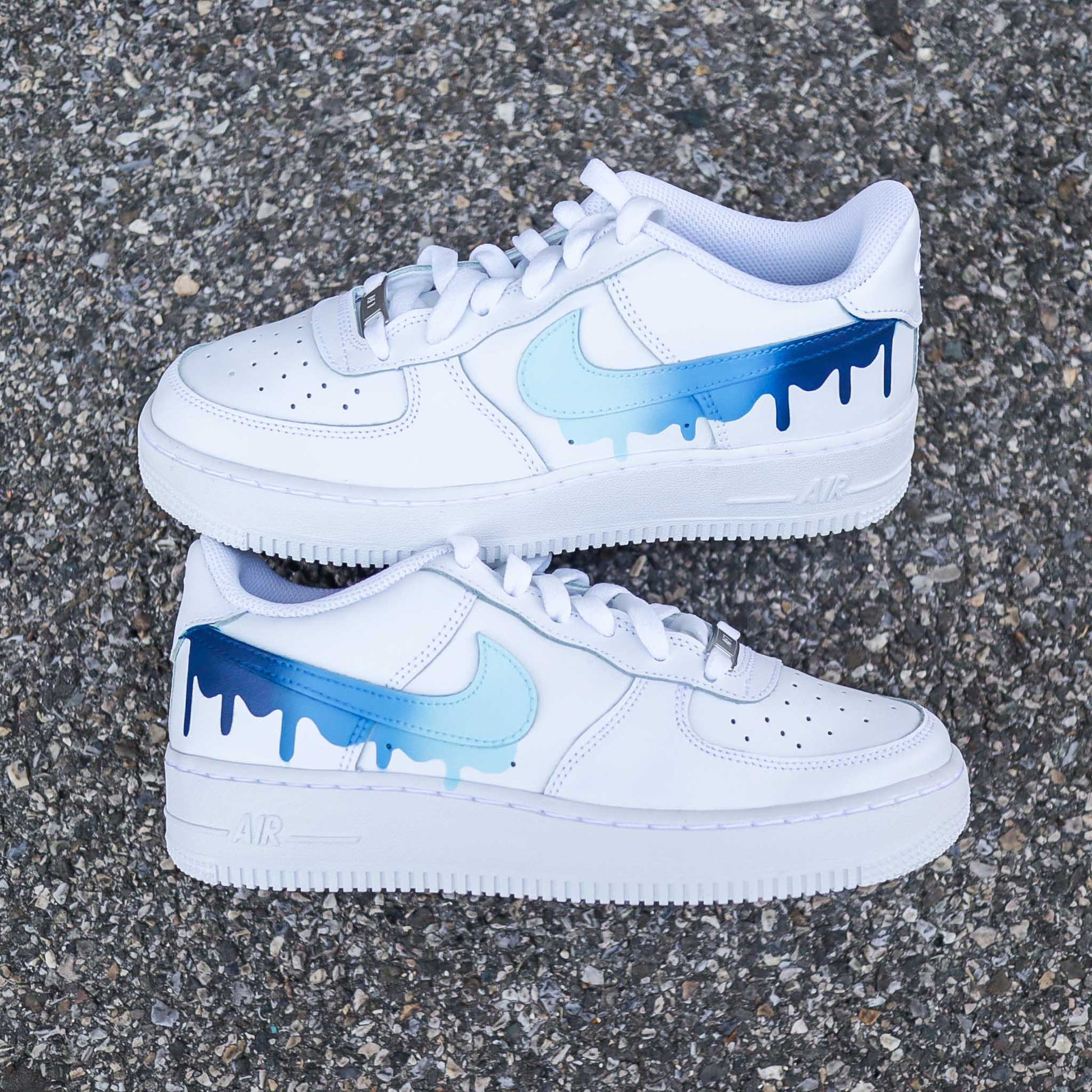 nike air force 1 custom turquoise dégradé bleu pastel sneakers af1 femme nike turquoise baskets customisées pour enfants nike personnalisable