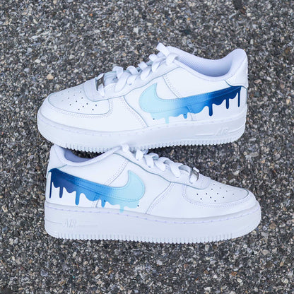 nike air force 1 custom turquoise dégradé bleu pastel sneakers af1 femme nike turquoise baskets customisées pour enfants nike personnalisable