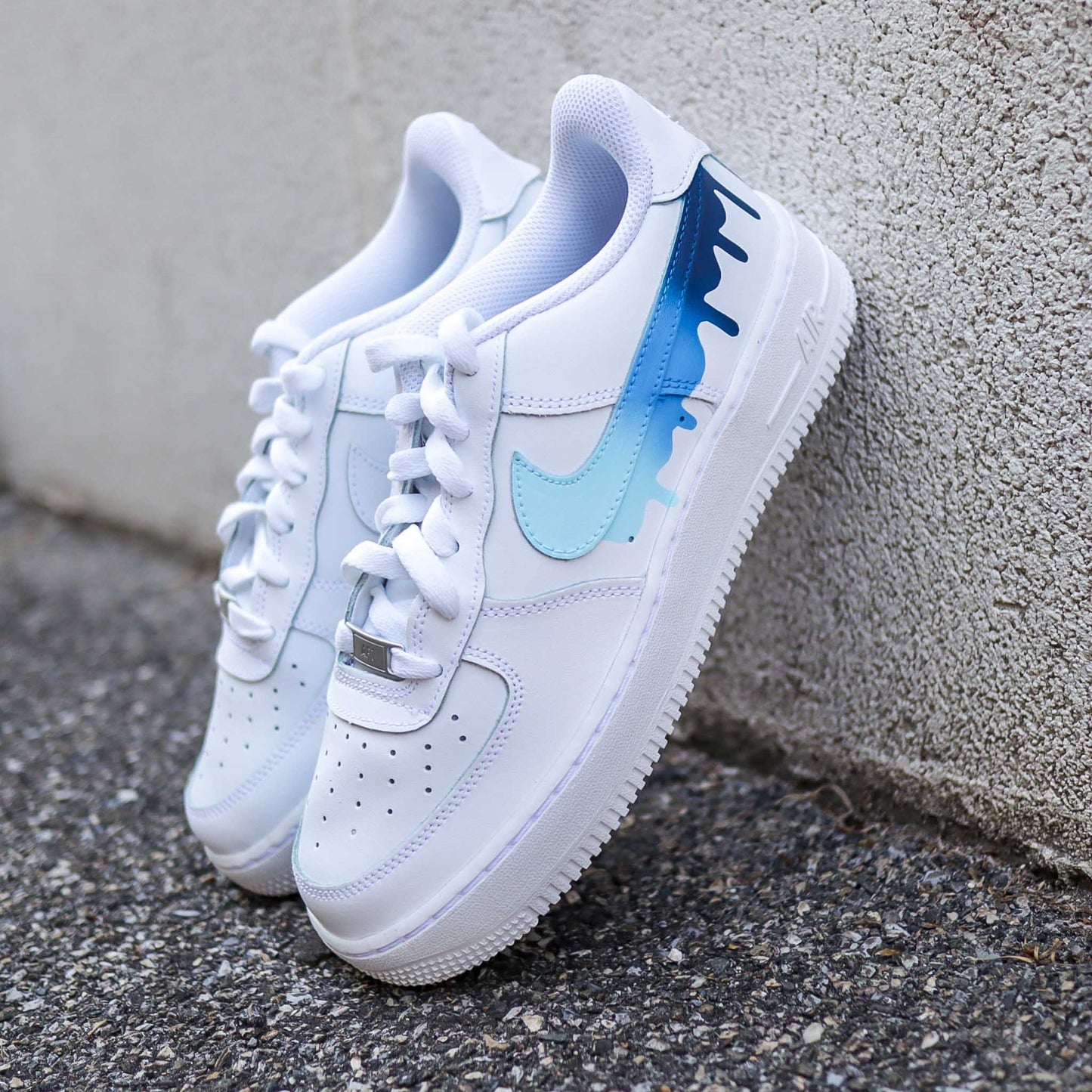 nike air force 1 custom turquoise dégradé bleu pastel sneakers af1 femme nike turquoise baskets customisées pour enfants nike personnalisable