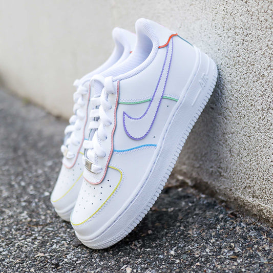 nike air force 1 custom outline baskets custom contours pastel sneakers femme nike personnalisables air force lila rose turquoise