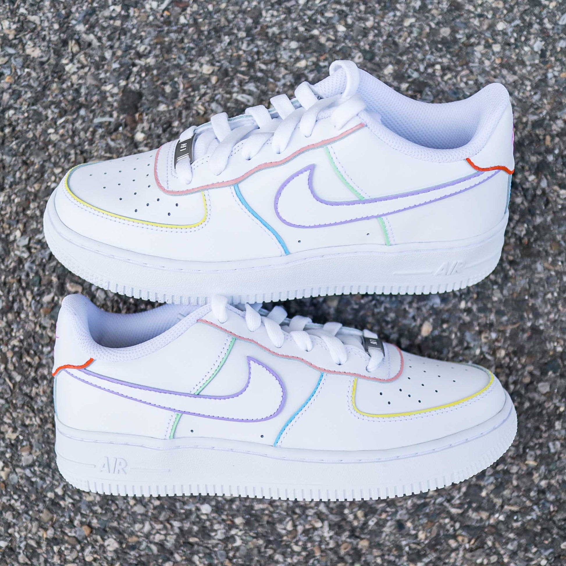 nike air force 1 custom outline baskets custom contours pastel sneakers femme nike personnalisables air force lila rose turquoise