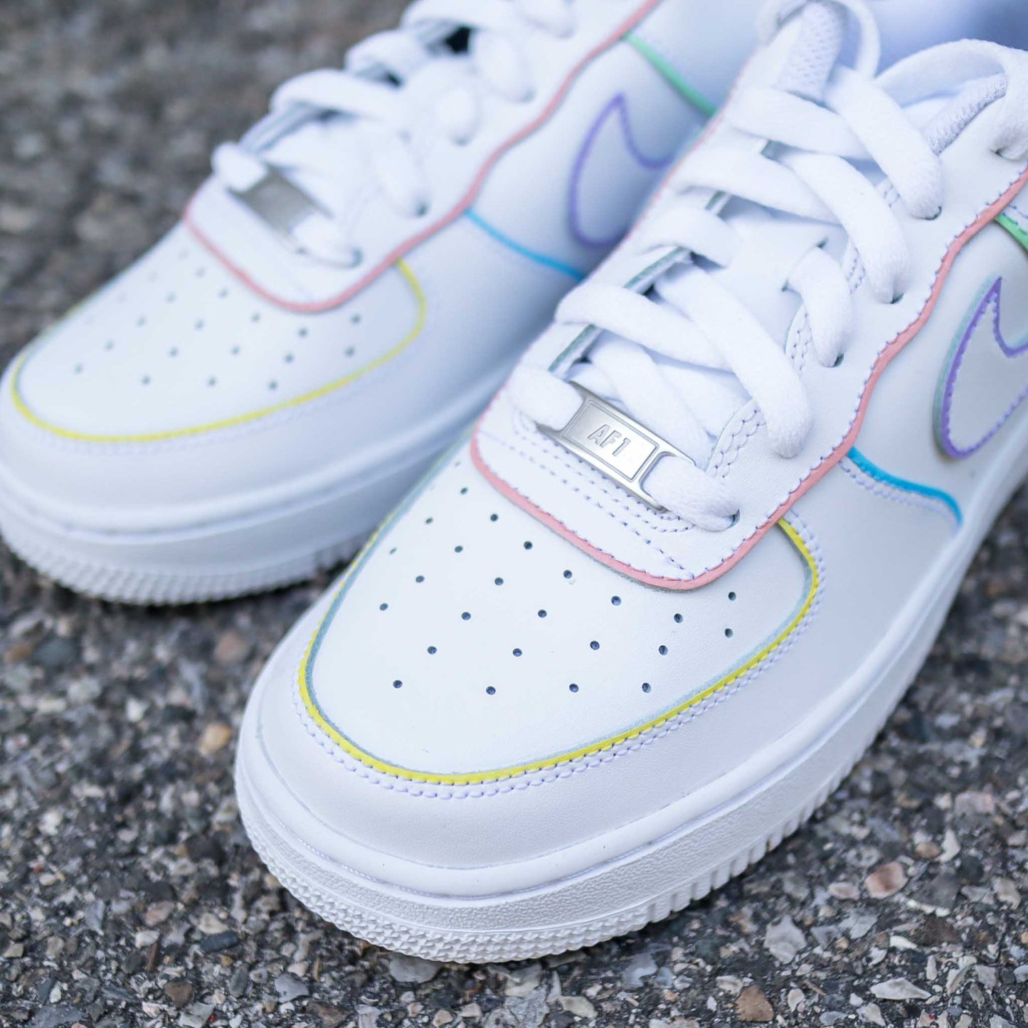 nike air force 1 custom outline baskets custom contours pastel sneakers femme nike personnalisables air force lila rose turquoise