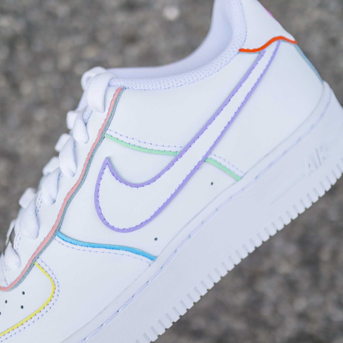 nike air force 1 custom outline baskets custom contours pastel sneakers femme nike personnalisables air force lila rose turquoise