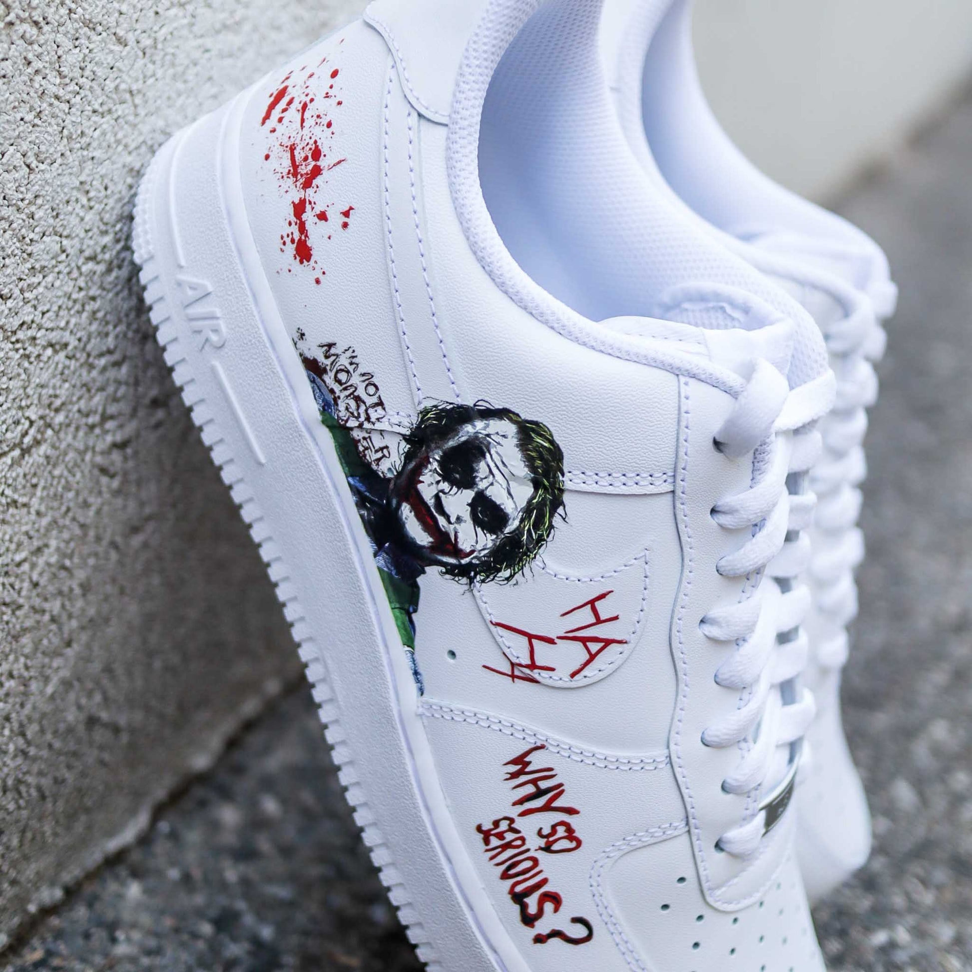 nike air force 1 custom le joker sneakers custom batman baskets personnalisées nike dc comics af1 custom