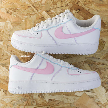 baskets air force 1 custom AF1 outline beige pastel sneakeaze customs skz