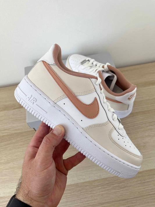 nike air force 1 custom pas cher beige marron sneakers custom pastel en promo baskets personnalisé soldes