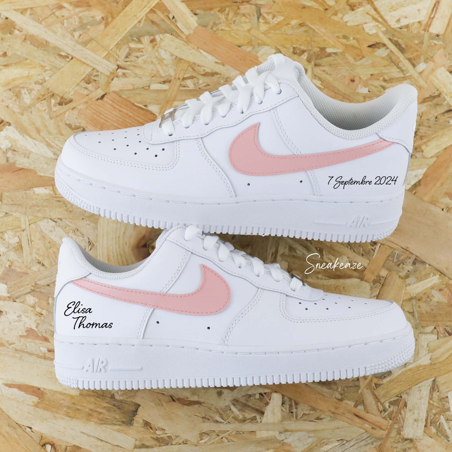 baskets nike air force 1 custom mariage inscription des initiales et date du mariage wedding sneakeaze customs skz