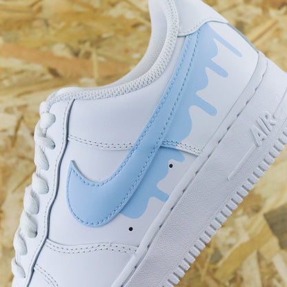 nike air force 1 custom drip unc blue sneakers homme et femme AF1 personnalisé basket peint à la main 