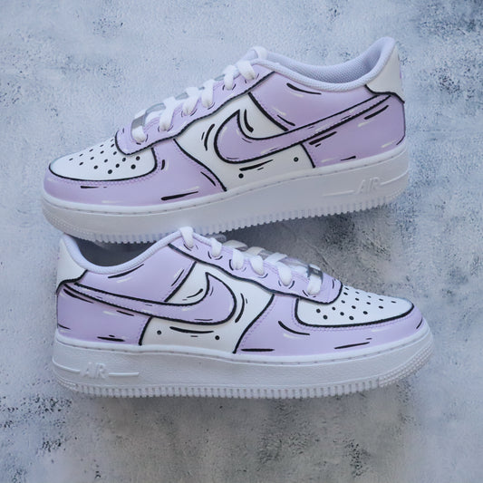 nike air force 1 custom cartoon lila nike sketch violet clair af1 pastel femme sneakers custom purple