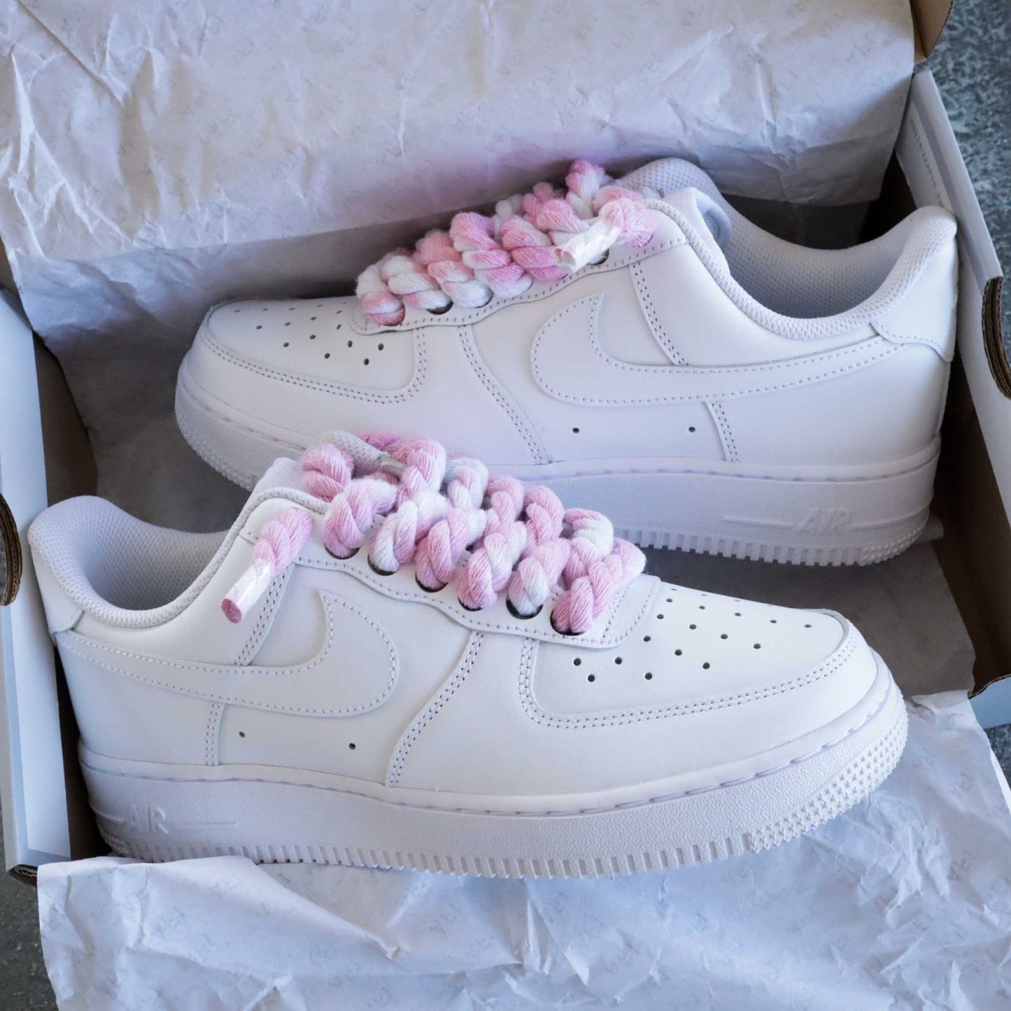 nike air force 1 rope laces rose nike custom gros lacets en corde af1 personnalisé big laces