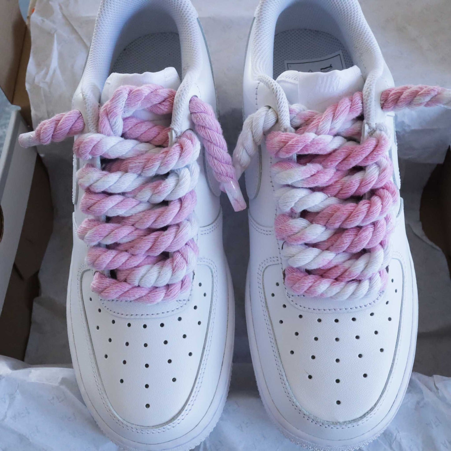 nike air force 1 rope laces rose nike custom gros lacets en corde af1 personnalisé big laces