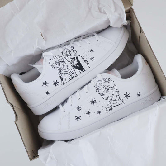 stan smith custom la reine des neiges sneakers personnalisé disney en soldes basket custom enfant pas cher