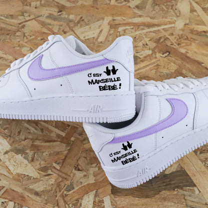 baskets nike air force 1 custom personnalisable marseille bébé - Jul bande organisée les marseillais le sud pastis apéro pétanque - sneakeaze customs skz