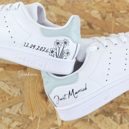 Jonquille prénoms & date - Stan Smith custom mariage - SNEAKEAZE CUSTOMS