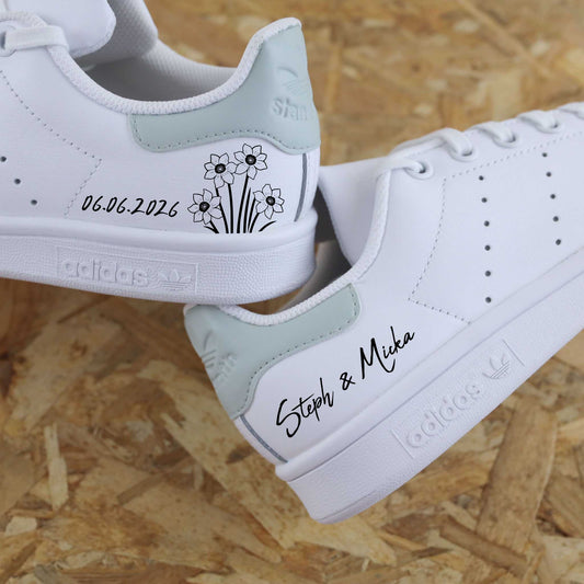 Jonquille prénoms & date - Stan Smith custom mariage - SNEAKEAZE CUSTOMS