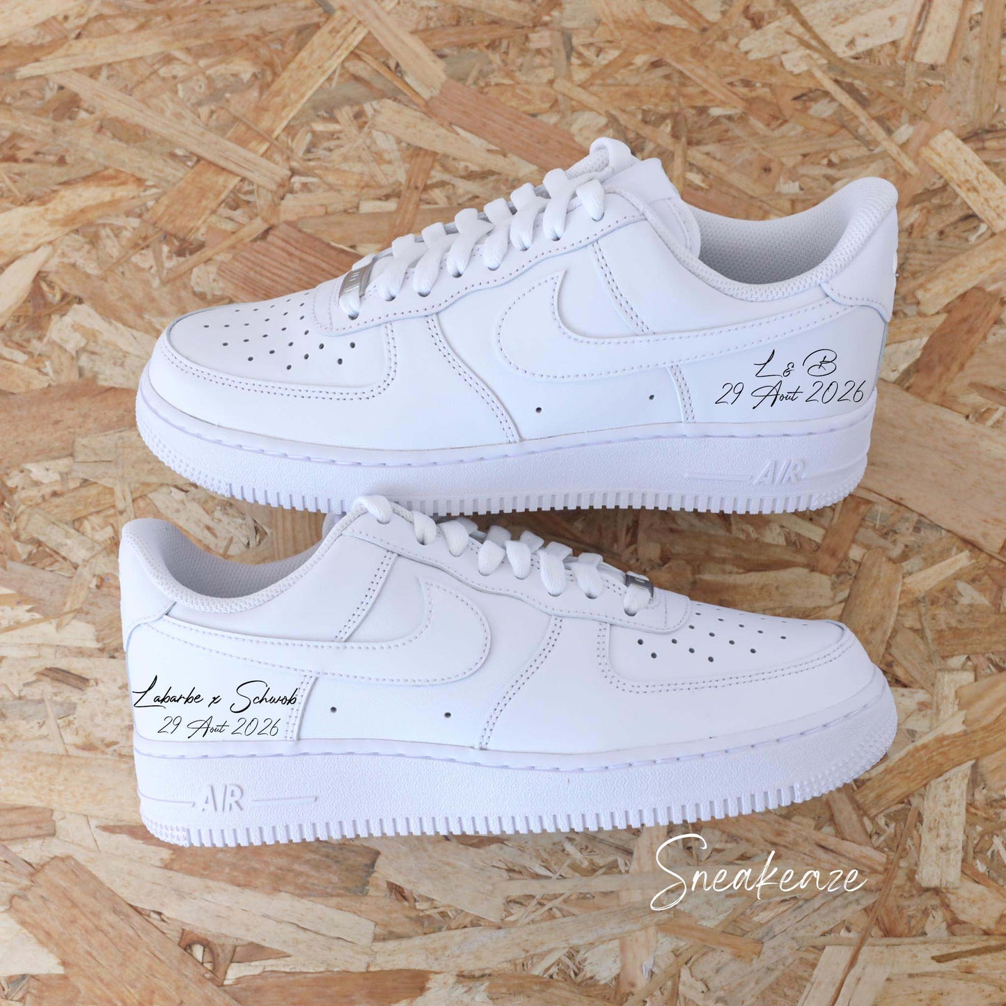Perles date & noms - Air Force 1 custom mariage - SNEAKEAZE CUSTOMS