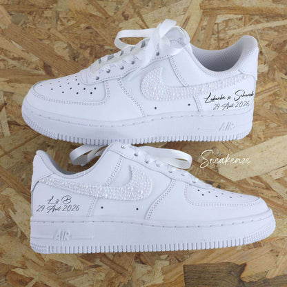 Perles date & noms - Air Force 1 custom mariage - SNEAKEAZE CUSTOMS